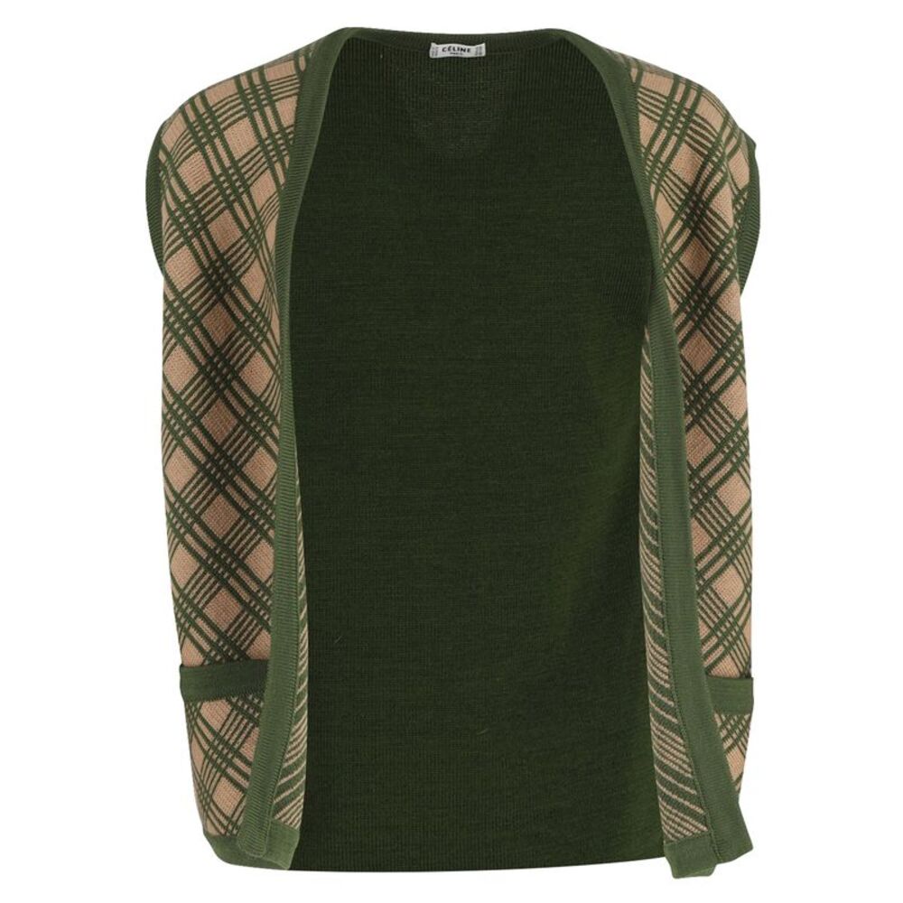 Celine Printed Vest in Olive Wool
